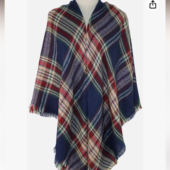 Blanket Scarf Plaid Long Warp Shawls Tartan Knit Winter Warm Lattice Scarves - Picture 7 of 8